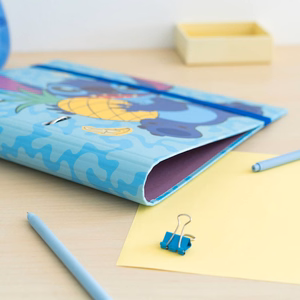 Disney Stitch Tropical A4 segtuvas su 2 žiedais ir elastine juostele
