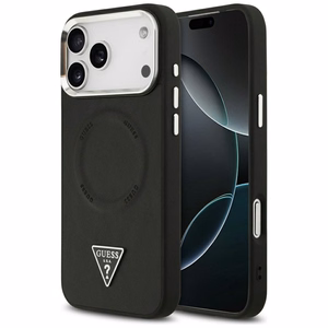 Guess Trikampio logotipo magnetinis dėklas iPhone 17 Pro - juodas