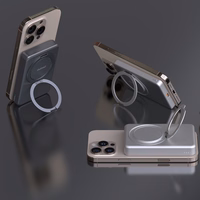 Dudao K28 10000mAh PD 22.5W Magnetinė išorinė baterija su metaliniu dėklu ir žiedo stovu - pilka