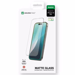 AmazingThing Radix matinio stiklo grūdintas stiklas iPhone 16 Pro telefonui