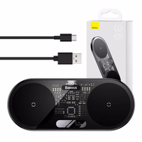 Dvigubas "Qi" belaidis įkroviklis "Baseus", skaitmeninis LED ekranas, 20 W