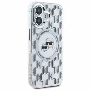 Karl Lagerfeld IML Monogram Karl & Choupette Head Magnetinis dėklas telefonui iPhone 16 - skaidrus