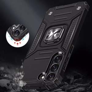 Wozinsky Ring Armor dėklas telefonui Samsung Galaxy S23 šarvuotas dėklas su magnetiniu laikikliu ir žiedu juodas