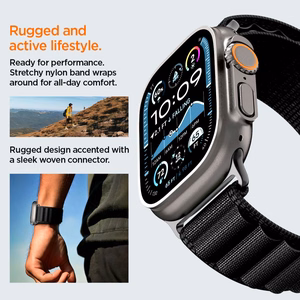 SPIGEN WBF1 dirželis APPLE WATCH 6 / 7 / 8 / 9 / 10 / SE / ULTRA 1 / 2 (44 / 45 / 46 / 49 MM) juodas