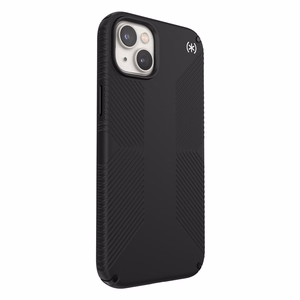 Speck Presidio2 Grip case for iPhone 15 Plus / 14 Plus, with non-slip grip, Black / Black / White