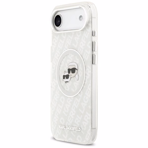 Karl Lagerfeld IML Blizgantis Karl & Choupette Heads Logo magnetinis dėklas telefonui iPhone Air - pilkas