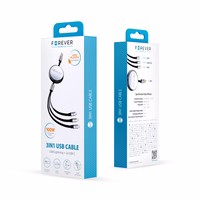 "Forever 3in1" kabelis USB - "Lightning" + 2x USB-C 1,2 m 100 W juodas