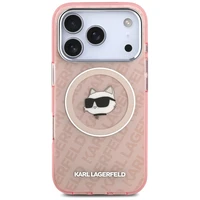 Karl Lagerfeld IML Choupette Head Logo Magnetinis dėklas telefonui iPhone 17 Pro - rožinis