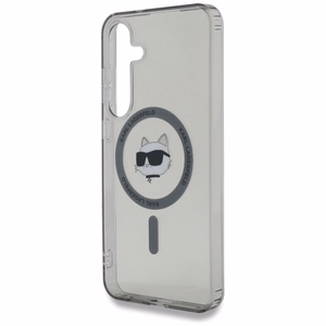 Karl Lagerfeld Mygtukas Choupette Galva Spausdintas Logotipas Magnetinis Samsung Galaxy S25 dėklas juoda