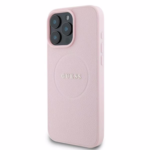 Guess Grūdėtas žiedas Magnetinis dėklas telefonui iPhone 16 Pro - rožinis