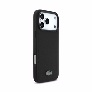 Dėklas Lacoste PVC Petit Pique Semi Wrap Embossed MagSafe Apple iPhone 18 Pro juodas