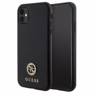 Guess Strass Metal Logo dėklas telefonui iPhone 11 / Xr 6.1" - Juodas