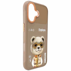 Nimmy Cool&Cute 2.0 Meškių teminis dėklas telefonui iPhone 17 - smėlinas