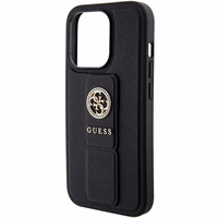 Guess dėklas telefonui su stovu Grip Stand 4G Saffiano Strass iPhone 15 Pro Max - juodas