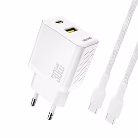 Dudao A27TCEU PD 30W GaN USB-A USB-C Wall Įkroviklis with USB-C Laidas - Baltas