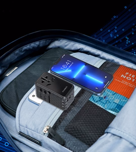 Choetech PD6028 EU / US / AUS / UK kelioninis adapteris 2x USB-C 2x USB-A 100W - juodas