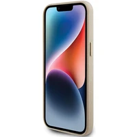 Guess Blizgantis blizgus užrašas dėklas iPhone 15 Pro - auksinis