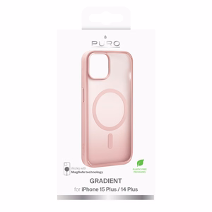 Puro Gradient magnetinis silikoninis dėklas telefonui iPhone 15 Plus - rožinis