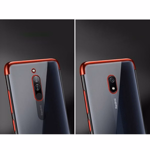 Xiaomi Redmi 8A - skaidrus mėlynas Gel TPU dėklas su elektroplatingo rėmu