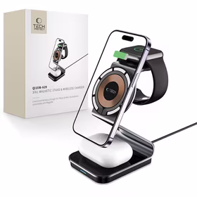 "Tech-Protect QI15W-A29" 3-in-1 indukcinis įkroviklis su "MagSafe" išmaniesiems telefonams / "Apple Watch" / "AirPods" - juodas