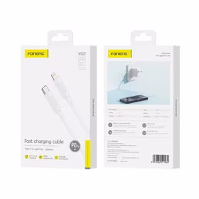 FONENG laidas XS07 USB-C - Lightning PD 27W 1.2M baltas
