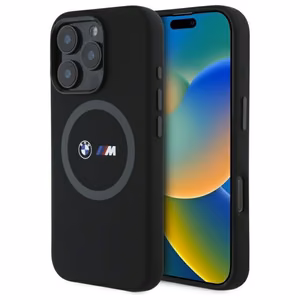 BMW M Silikoninis Spausdintas Žiedas Magnetinis dėklas iPhone 16 Pro Max - juodas