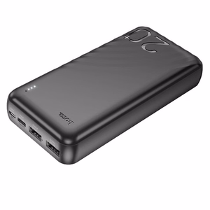 Išorinė baterija POWER BANK Hoco J123A 20000mAh (2xUSB; 1xType-C) juoda