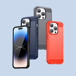 Karboninis dėklas iPhone 14 Pro Max - gelio nugaros dangtis, mėlynos spalvos