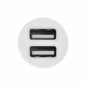 TOTI dvigubas USB automobilinis įkroviklis su micro USB laidu 1 m 2.1 A, baltas