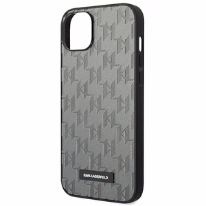 Karl Lagerfeld KLHCP14MSAKLHPG iPhone 14 Plus 6.7 "kietas dėklas pilkas / pilkas Saffiano Mono Metalinis Logotipas