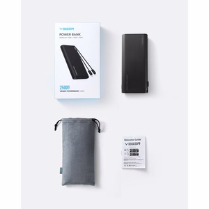 VEGER išorinė baterija 25000 mAh su įmontuotais kabeliais Type C / Lightning PD 130W TCE130 (W2503) juoda