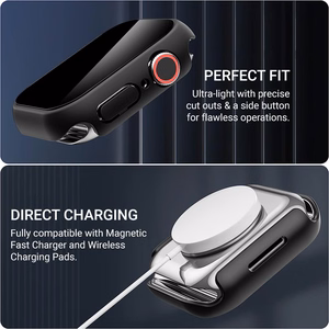 Crong Hybrid Watch Case apsauginis dėklas su integruotu stiklu, skirtas Apple Watch 45 mm, skaidrus