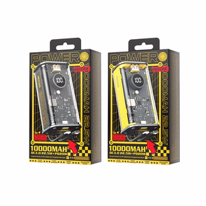 WEKOME WP-345 Vanguard Series išorinė baterija, 10000 mAh, PD 20 W + QC 22,5 W, su integruotais USB-C ir Lightning laidais, juoda