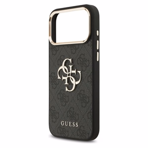 Guess 4G Big 4G Classic Logo dėklas telefonui iPhone 17 Pro Max - juodas ir auksinis