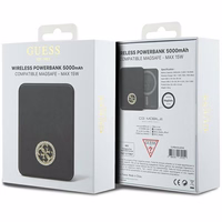 Guess Magnetinė 4G Strassed Metalinis Logotipas indukcinė išorinė baterija 15W 5000mAh - juoda