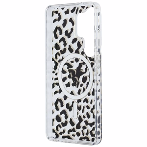 GUESS dėklas for SAMSUNG S26 Ultra GUHMS26LHLEGTGLK (Magnetic IML Leopard Print Triangle) juodas