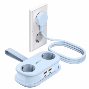 Orico AP3 65W GaN 6in1 maitinimo blokas 2x AC + 2x USB-A + 2x USB-C - mėlynas