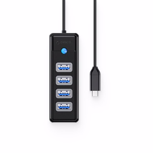 Orico PW4U-C3 USB-C / 4x USB-A 3.0 Hub - juodas