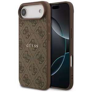 GUESS dėklas telefonui IPHONE 17 Air, suderinamas su MagSafe GUHMP17MG4GFRW (PU 4G Ring Classic Logo) rudas