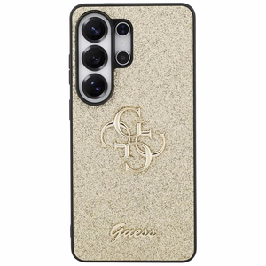 Guess dėklas Fixed Glitter Big 4G Metal Logo for Samsung Galaxy S26 Ultra auksinis