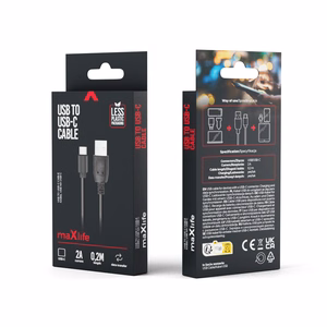 Maxlife кабель USB - USB-C 0,2 м 2A черный