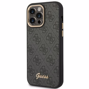 Guess 4G Vintage Gold Logo dėklas iPhone 14 Pro juodas
