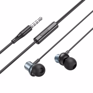 HOCO laidinės ausinės Jack 3,5 mm su mikrofonu M110 metalinės pilkos