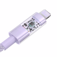 Baseus Gem USB ir IP 2,4A greitojo įkrovimo kabelis 1 m Violetinė