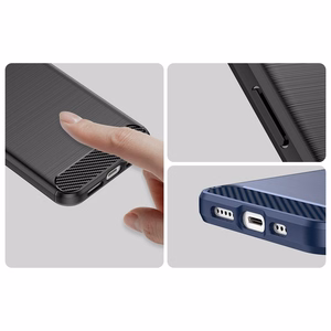 Carbon dėklas iPhone 14 Plus lankstus gelinis galinis dangtelis juodas