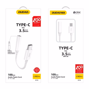 Audio adapteris Dudao L16CPro USB-C to 3.5mm baltas