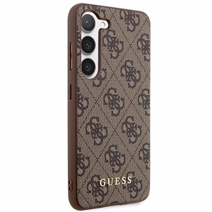 Guess GUHCS23SG4GFBR S23 S911 rudas/rudas kietas dėklas 4G Metal Gold Logo