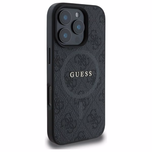 Guess 4G žiedo klasikinio logotipo magnetinis dėklas telefonui iPhone 16 Pro Max - juoda