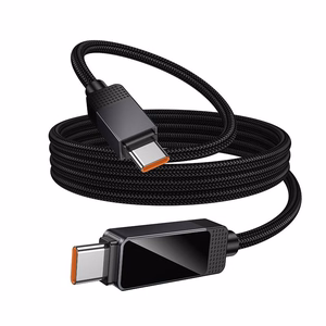 Hoco U154 USB-C–USB-C kabelis su taškinės matricos LCD ekranu, 3 A, 60 W, 1 m, juodas