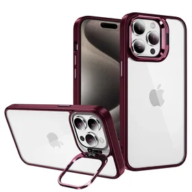 Dėklas telefonui Tel Protect Kickstand su kamera stiklu (objektyvu) Iphone 12 Pro bordo